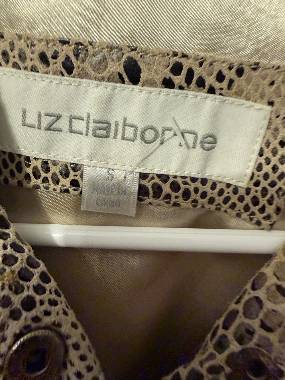 Liz Claiborne Beige Snake-Print Leather Jacket - Picture 9 of 10